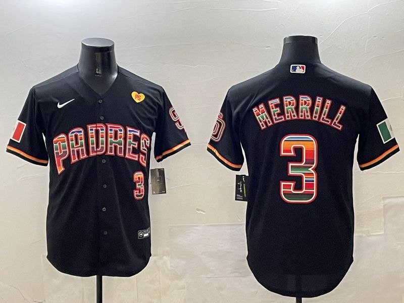 Men San Diego Padres #3 Merrill Black Fashion Game 2025 Nike MLB Jersey style 4->san diego padres->MLB Jersey